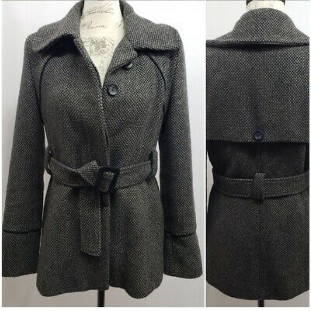 Merona Black and Grey Belted Peacoat
